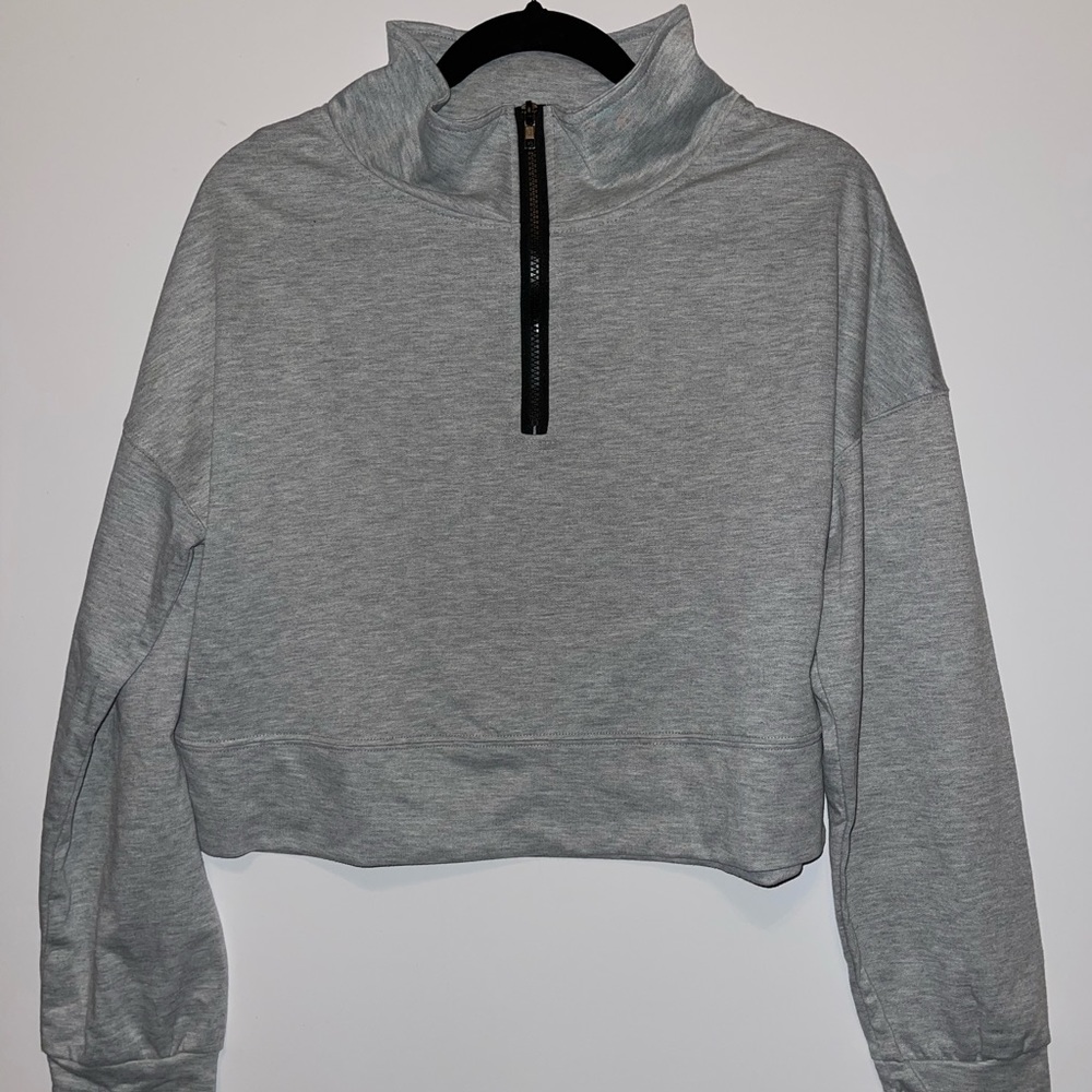 Gray Half-Zip Cropped SHEIN Sweatshirt Pullover Jacket Medium
